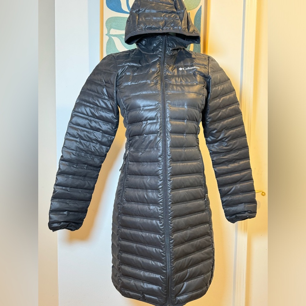 Columbia Flash Forward Long Down Jacket Navy Blue XS